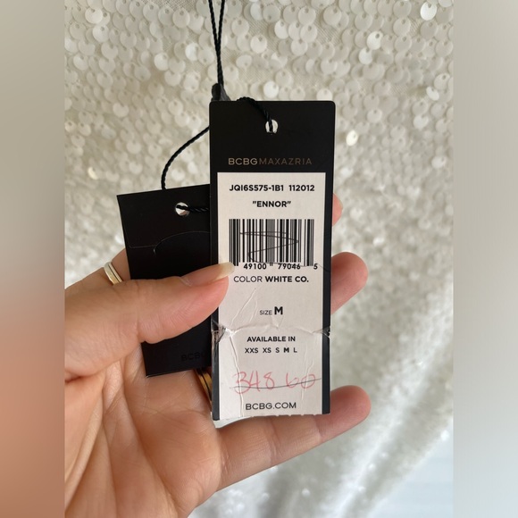 NWT BCBG Max Azria white sequin dress MED - Picture 7 of 7